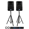 thumbnail image 1 of (2) Rockville RPG15BT 15" 2000w Powered BlueTooth/USB DJ Speakers+Stands+Cables, 1 of 12