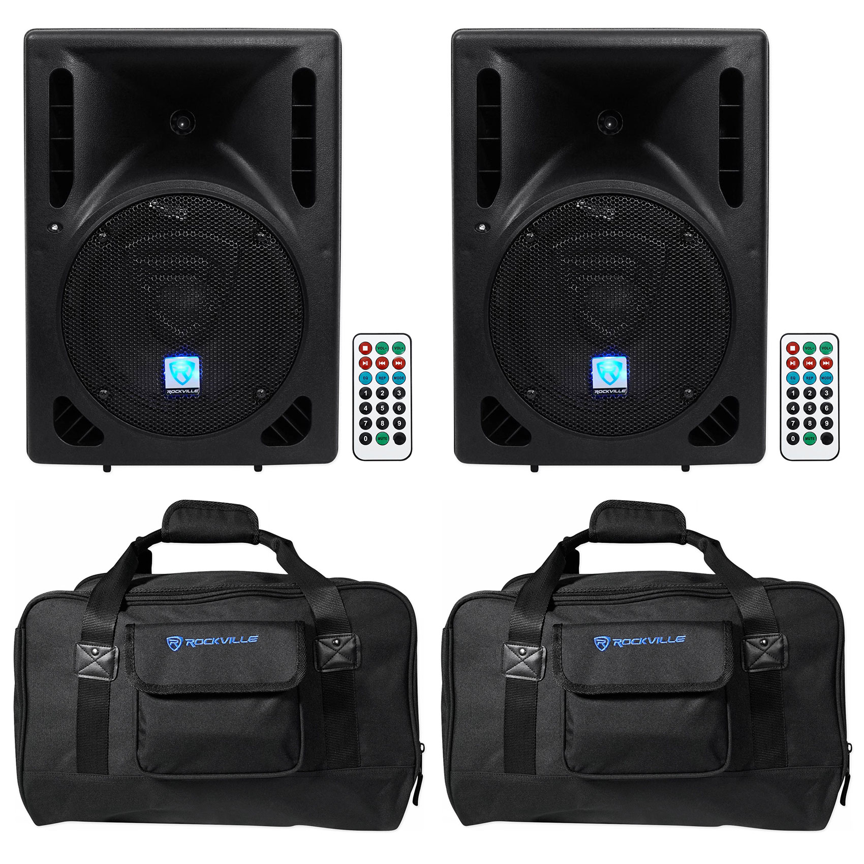 (2) Rockville RPG8BT 8" Bluetooth 800w DJ PA Speakers+Weather proof Carry Bags - image 1 of 23