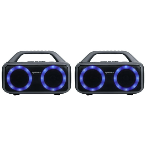 (2) Rockville RRB50 Portable Bluetooth Speakers w/LED+Wireless Stereo Linking