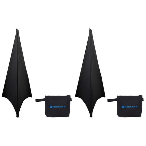 (2) Rockville RSC7B Black Tripod PA Speaker Stand Scrims Cloth 360 Degree Cover