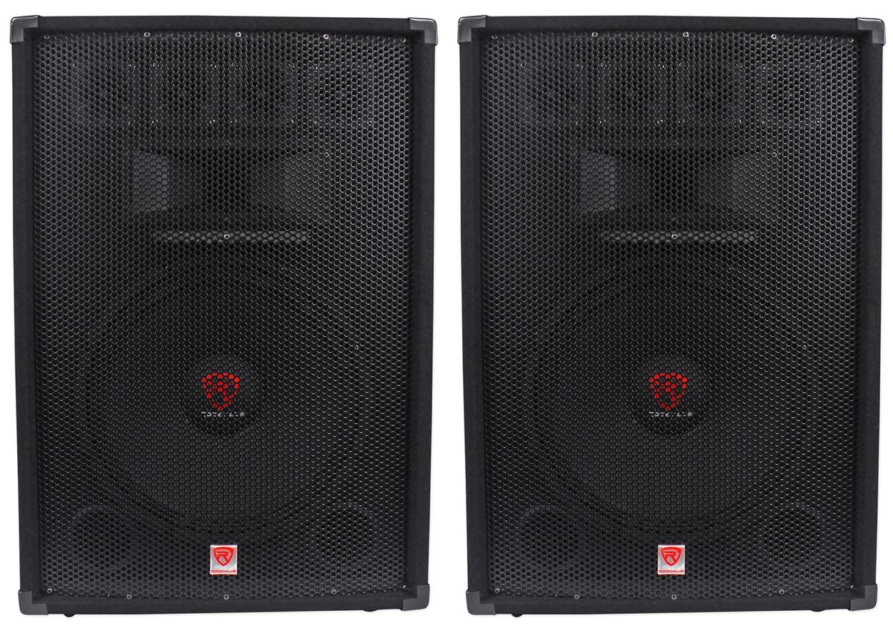 (2) Rockville RSG15.4 15 3-Way 1500 Watt 4-Ohm Passive DJ/Pro Audio PA Speakers