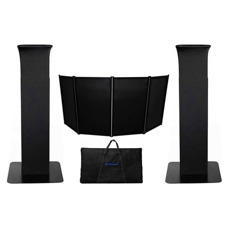 (2) Rockville RTP32B Totem Moving Head Light Stands+Black+White Scrims+Facade