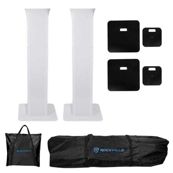 (2) Rockville RTP32W Black or White Totem Moving Head Light Stands+Scrims+Bag