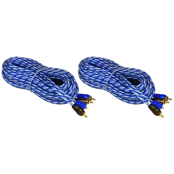 (2) Rockville RTR252 25 Foot 2 Channel Twisted Pair RCA Cables, 100% Copper