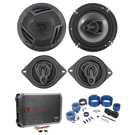 Rockville RV6.3A 6.5 in Speakers with 2 5.25 in Speakers with 4-Channel Amplifier with Amp Kit, Impedance 4 Ohm, 4 Items