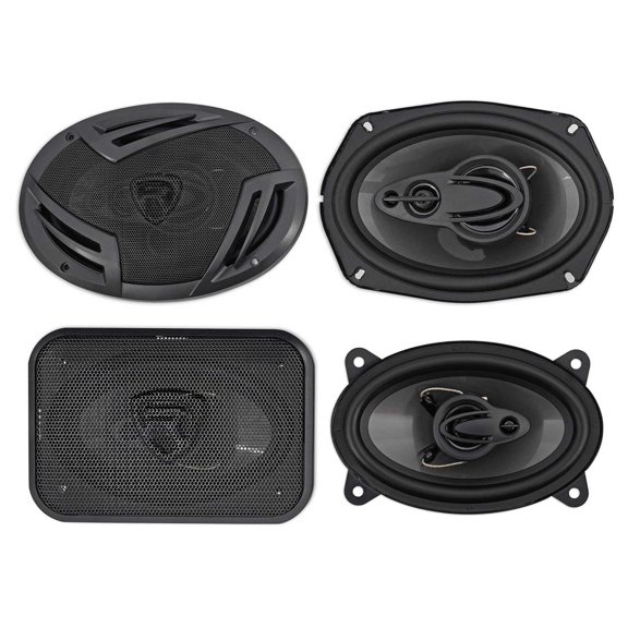 Rockville RV69.4A+RV46.3A RV69.4A 6x9 4-Way and RV46.3A 4x6 3-Way Car Speaker Bundle 1500W CEA Rated Power Black