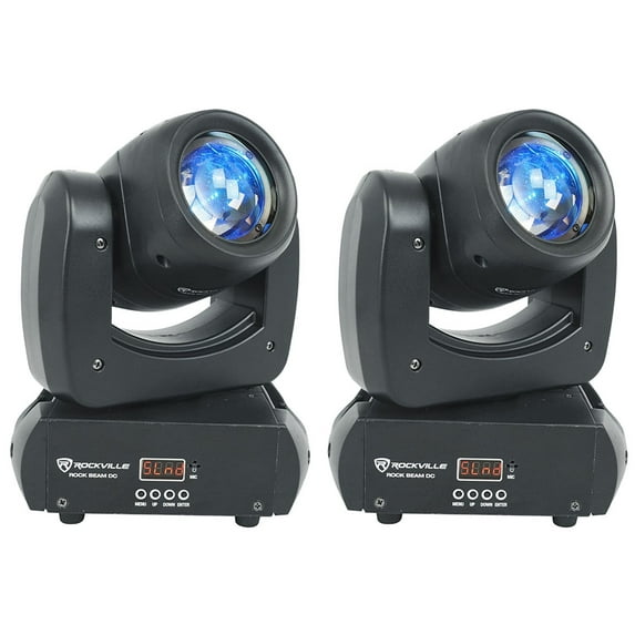 2) Rockville Rock Beam DC DJ Club Stage Pro Moving Head Lights 8 Gobos+18 Prisms