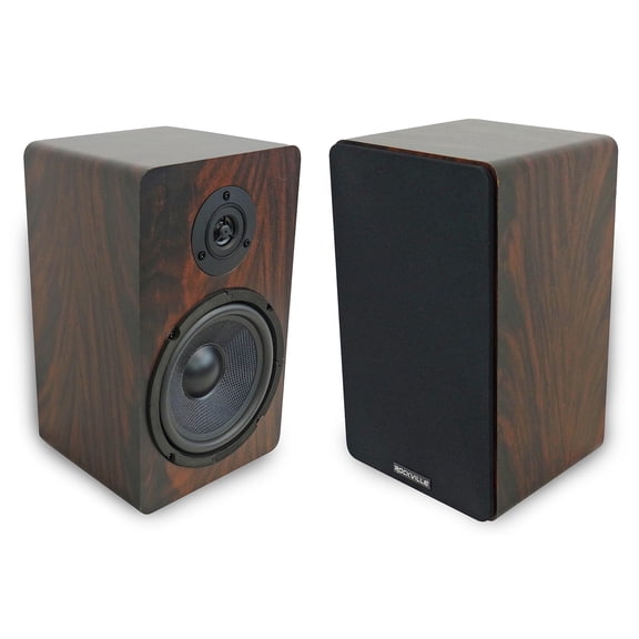(2) Rockville RockShelf 58D 360w Dark Wood 5.25" Home Theater Bookshelf Speakers