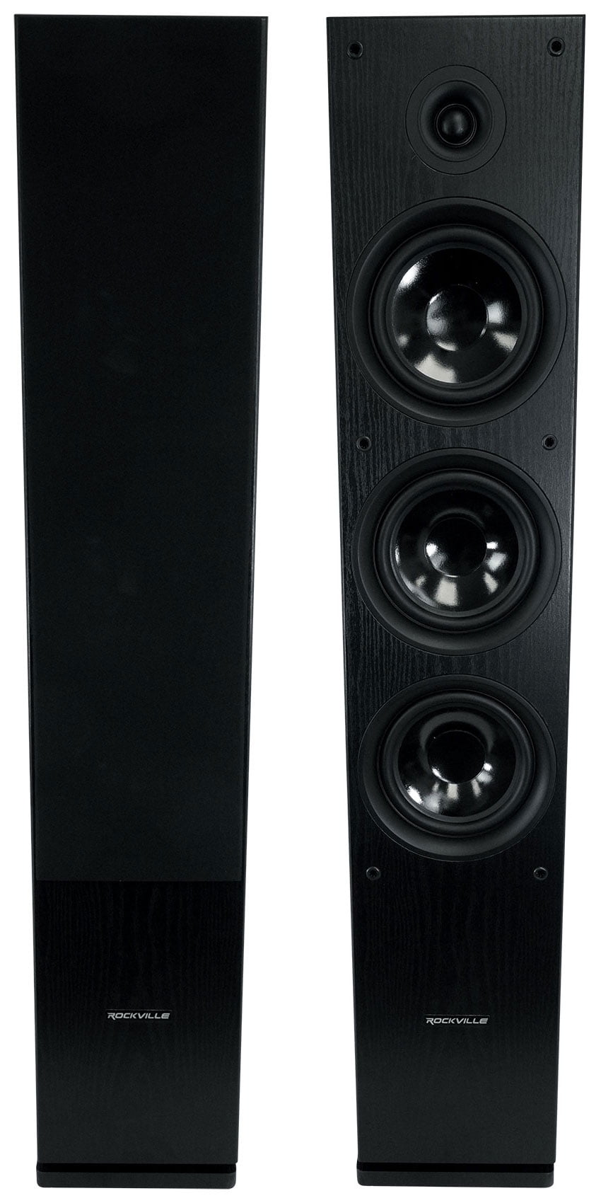 (2) Rockville RockTower 68B Black Home Audio Tower Speakers Passive 8