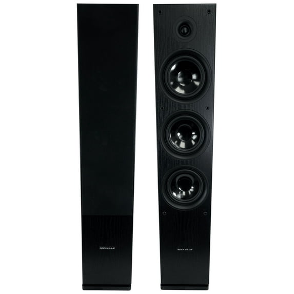(2) Rockville RockTower 68B Black Home Audio Tower Speakers Passive 8 Ohm