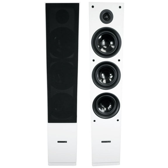 (2) Rockville RockTower 68W White Home Audio Tower Speakers Passive 8 Ohm