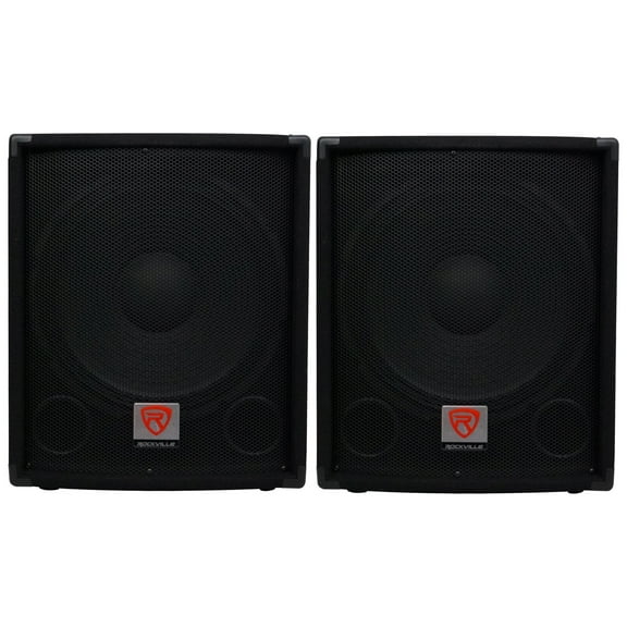 (2) Rockville SBG1154 15" 800W Passive 4-Ohm Pro DJ Subwoofers, MDF/Pole Mount