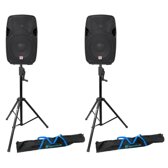 (2) Rockville SPGN104 10" Passive 800W DJ PA Speakers+Crank-Up Speaker Stands