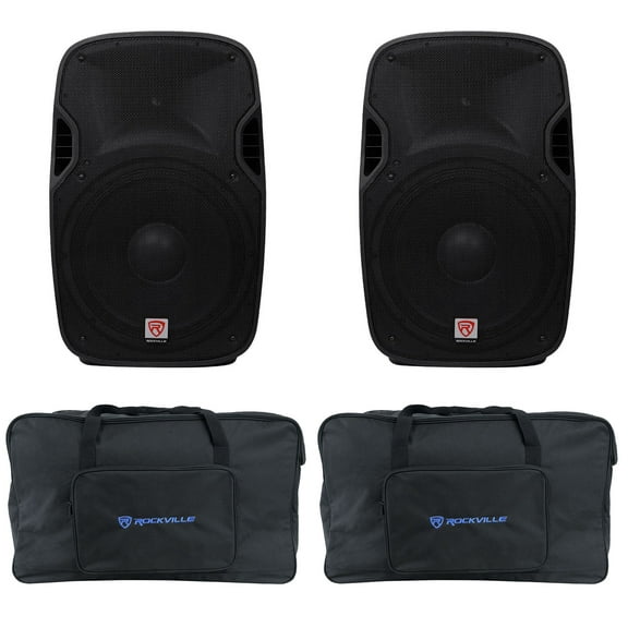 (2) Rockville SPGN158 15" 3200W DJ PA Speakers 8-Ohm+Weatherproof Speaker Bags
