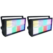 Rockville 2-Pack STAGE PANEL 864 LED RGB Pro Stage Wash Lights, Strobe, Matrix Combo