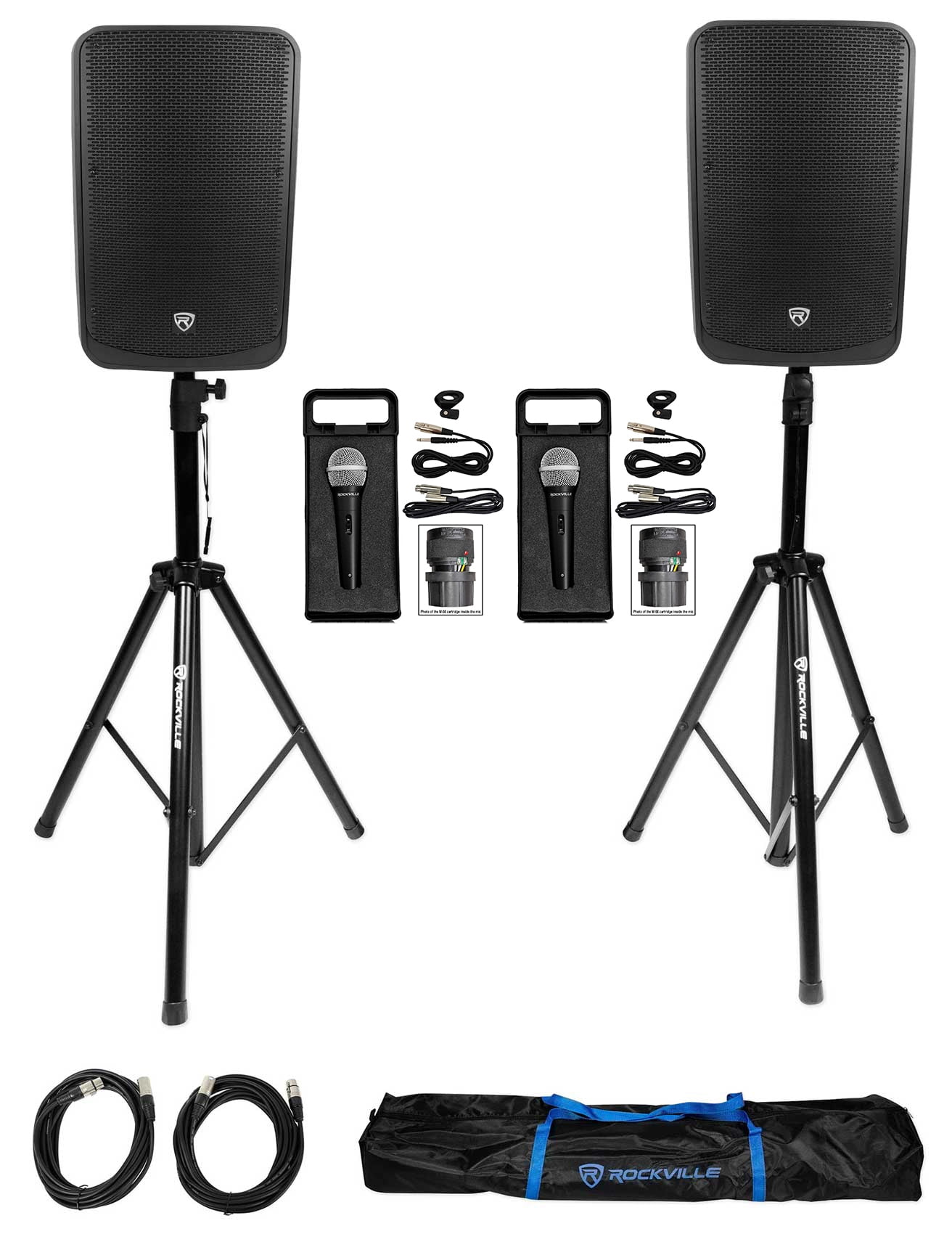 "Rockville TITAN 15"" 2000w PA Speaker Pair with Adjustable Stand