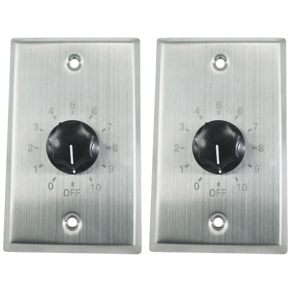 2 Rockville VOL70200 SS 200w 70v Stainless Wall Volume Controls Zone Controllers