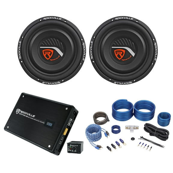 2) Rockville W12T4S2 12" Shallow Mount 1400w Car Subwoofers+Mono Amplifier+Wires