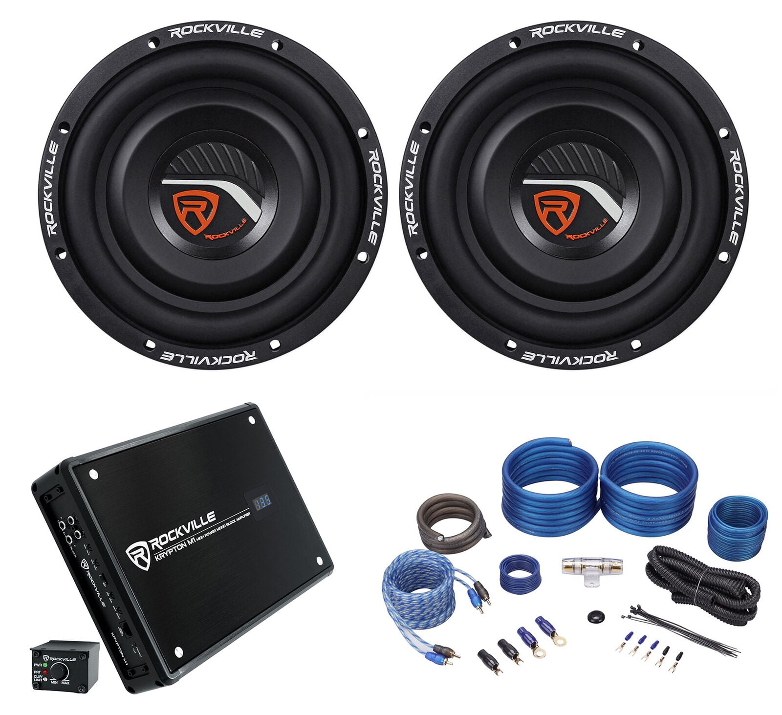 2) Rockville W8T4S2 8" Shallow 1000w Slim Car Subwoofers Subs