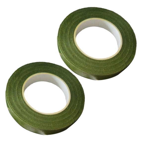 2 Roll 0.39 Inch Dark Green Floral Tapes for Bouquet Stems Wrapping and Floral Crafts,Wedding Bouquet, Wreath Making Supplies (30Yard/Roll)