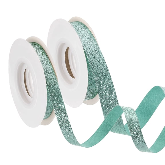 2 Roll 10 Yards 2 Sizes Sparkle Ribbons, Gift Wrapping Crafts Cut Edge Ribbon, Light Blue