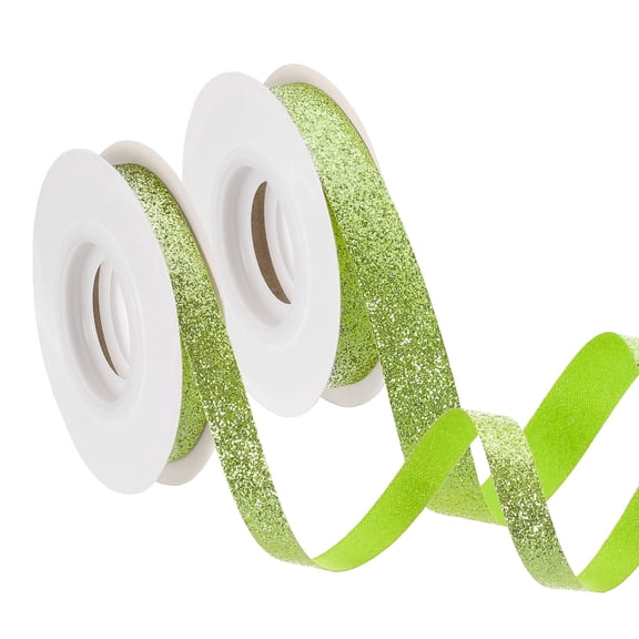 2 Roll 10 Yards 2 Sizes Sparkle Ribbons, Gift Wrapping Crafts Cut Edge Ribbon, Lime