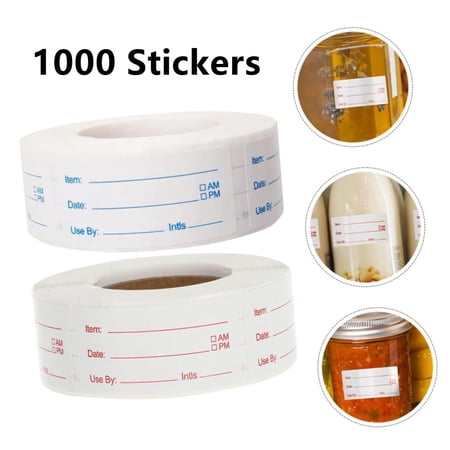 2 Roll (1000PCS) Date Stickers Food Date Labels Stickers Freezer Labels Date Stickers to Write Food Containers Labels Frozen Stickers Expiration Date Stickers for Kitchen and Restaurant