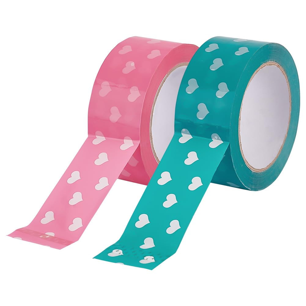 2 Roll 2 colors Adhesive BOPP Packing Tape Heart Printing Shipping ...