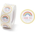 thumbnail image 1 of 2 Roll 500pcs 25mm Round Thank You Theme Paper Stickers Self Adhesive Roll Sticker Labels for Envelopes Mailers and Bags Rainbow Pattern, 1 of 4