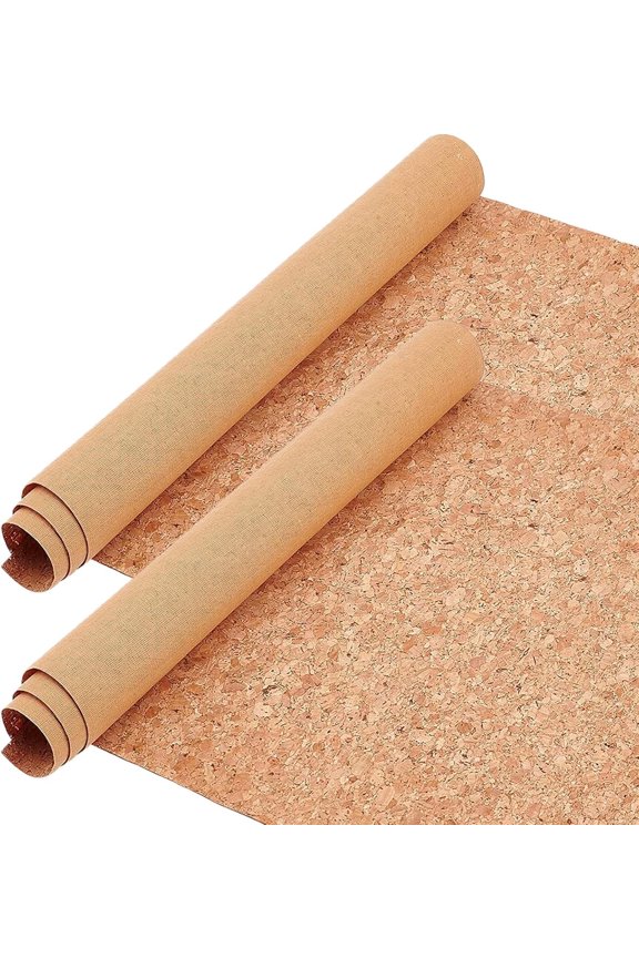 2 Roll 53x11.8inch Cork Fabric Sheets PU Natural Real Cork Leather Fabric for Making Earring Bag Phone Cover