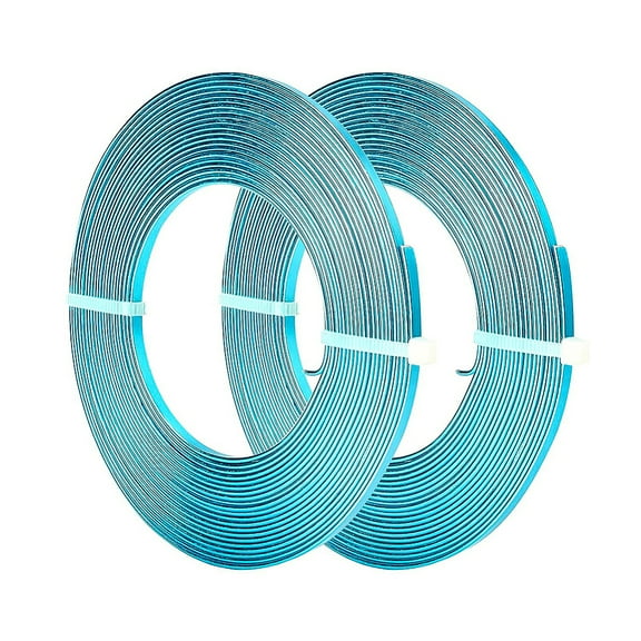 2 Roll Aluminum Wire Flat Craft Wire Bezel Strip Wire for Cabochons Jewelry Making Deep Sky Blue 3x1mm 5m/roll