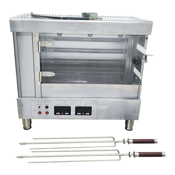 2 Roll Chicken Rotisserie Oven Machine Automatic Rotary Roaster Rotary Grill 220V 122-572F Temperature Adjustable