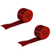 2 Roll Christmas Wrapping Ribbon, Christmas Buffalo Plaid Ribbon, Wired Edge Burlap Check Gingham Wreath Tree Decor for DIY Craft Party Decor 2 in x 2m