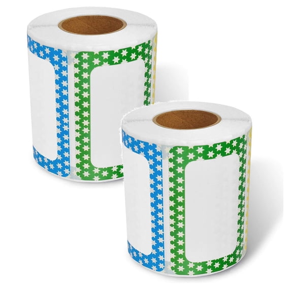 2 Roll Colorful Name Tags, Colors Plain Name tag Labels with Perforated Line for Office Home Kitchen Refrigerator