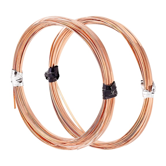 2 Roll Copper Craft Wire Flat Raw(Unplated) 1x0.2mm about 19.69 Feet(6m)/Roll