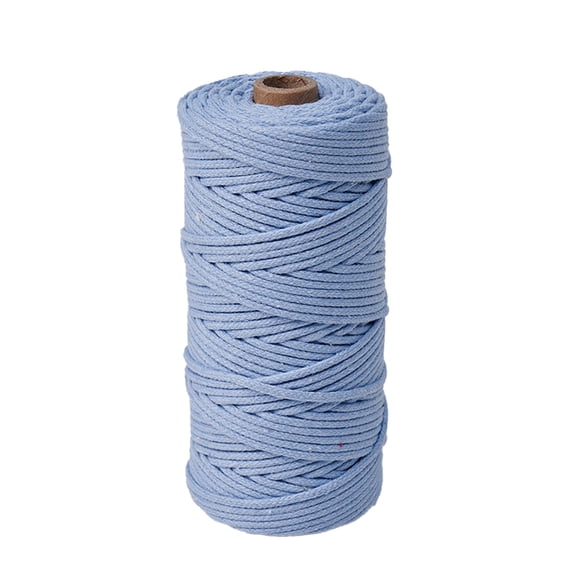 2 Roll Cotton Macrame Cord Round Macrame Rope for Wall Hangers Boho Decorations Light Steel Blue 3mm about 54.68 Yards(50m)/Roll
