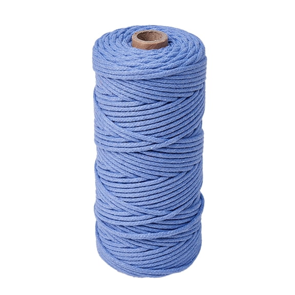 2 Roll Cotton Macrame Cord Round Macrame Rope for Wall Hangers DIY Macrame Craft Cornflower Blue 3mm about 54.68 Yards(50m)/Roll