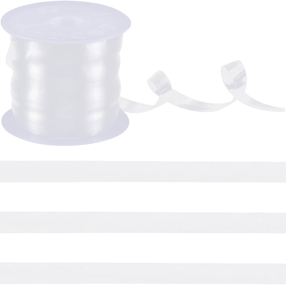 2 Roll Flat Invisible Stretchy TPU(Thermoplastic Polyurethane) Elastic Strap Frosted Ribbon with Spool for DIY Lingerie Swimwear Clear 8x0.2mm for DIY