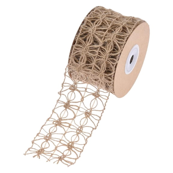 2 Roll Flower Mesh Burlap Wired Ribbon Mesh Burlap Fabric Ribbon Burlap Net Ribbon Rustic Decorative Craft Ribbon Wrapping Ribbon for DIY Craft Wrapping Wedding Decoration, 2 Inch x 5 Yards