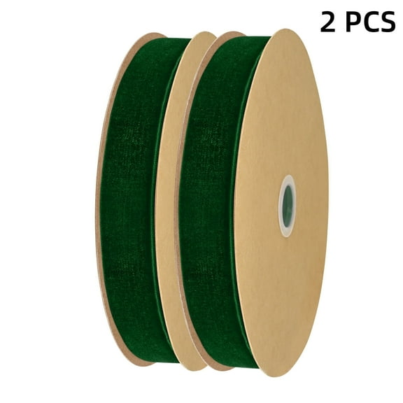 2 Roll Forest Green Velvet Ribbon 1 Inch x 25 Yards/roll For Christmas Ribbons Bows for Choker Cake Beaded String Hair Bows Gift Tags Gift Wrapping Christmas Tree Wreath