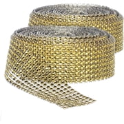 2 Roll Gold Rhinestone Diamond Bling Wrap Ribbon 8 Rows Wedding Cake Party Decoration