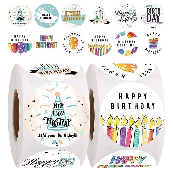 2 Roll Round Celebration Sticker For Kids Birthday Parties Home Decors Craft Projects Nontoxic Removable Adhesive Design