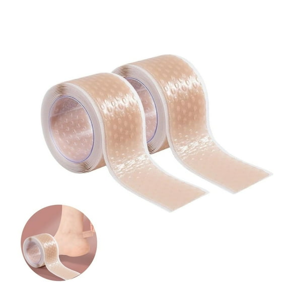 2 Roll Silicone Gel Tape,0.8"x3.3Ft Durable Invisible Blister Cushion for Fingers,QZS Hydrocolloid Bandage for Toe,Blister Bandage for Heel,Foot