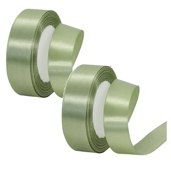 2 Roll Solid Fabric Silk Ribbon, 1 Inch x 866 Inch Solid Fabric Silk Ribbon for Gift Wrapping Craft Flower Bouquet Hair Bows Making Wedding Party Decoration Sewing Projects Christmas Day
