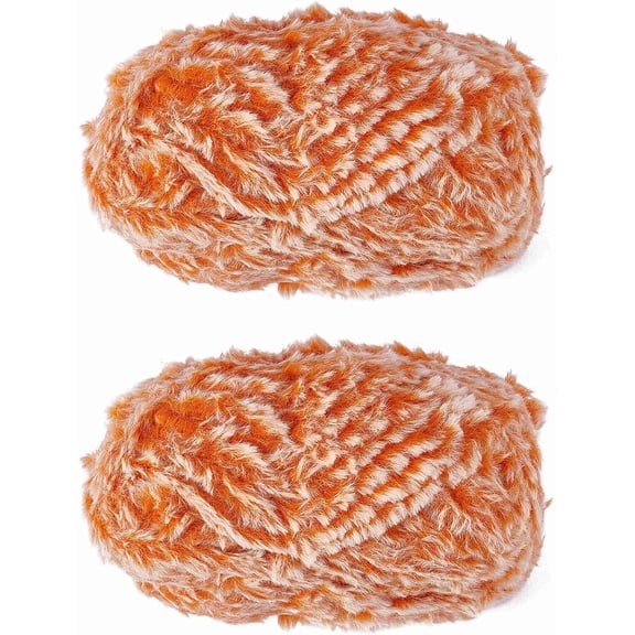 2 Roll Super Soft Fur Yarn Chunky Fluffy Faux Fur Yarn Fluffy Eyelash Yarn for Crochet Knit Blanket Rug Clothes Knitting-2×30m(2×32.8yds,51g×2)