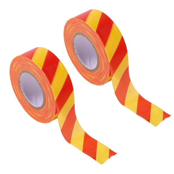 2 Roll Trail Marking Tapes, 295ft PVC Material Vibrant Color Striped Non Adhesive Flagging Tape Ribbon for Hiking Hunting Safety Boundaries Hazardous Areas Marking Tree Signs(Red & Yellow)
