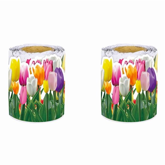 2 Roll Tulip Flower Trim Border 65.6ft Floral Bulletin Border for School Classroom Blackboard Chalkboard Decoration