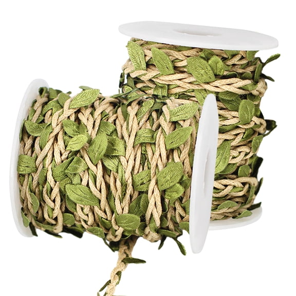 2 Roll Twine Green Leaf Jute 5MM Rope Hemp Burlap Ribbon String Heavy Duty Hanging Gardening Decoration or for Arts and Crafts