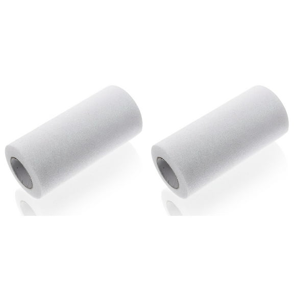 2 Roll Wedding Decorations Ribbon Tulle Fabric Spool Curly Glitter Net Rolled Yarn Delicate White Polyester