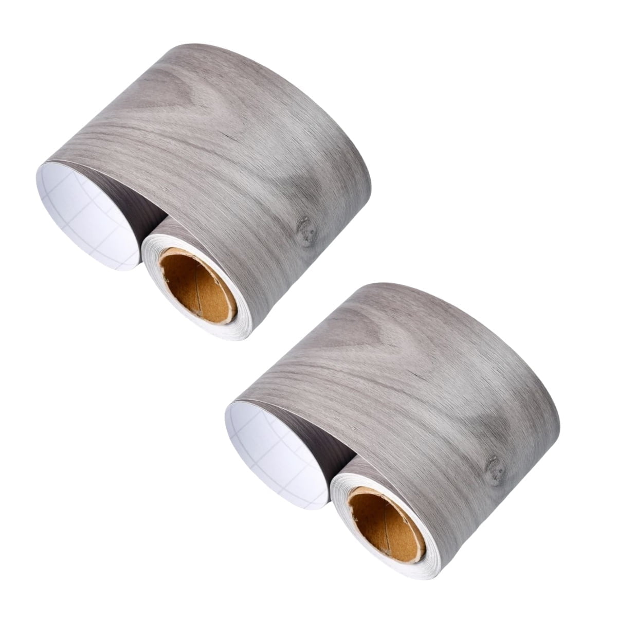 2 Roll Wood Grain Wallpaper Border,Removable Mirror Frame Sticker,3.9 in x 16.4 ft Waterproof Bathroom PVC Mirror Frame Sticker,Self Adhesive Border Decor or Kitchen Wall Desk Dining Table Decor,Gray